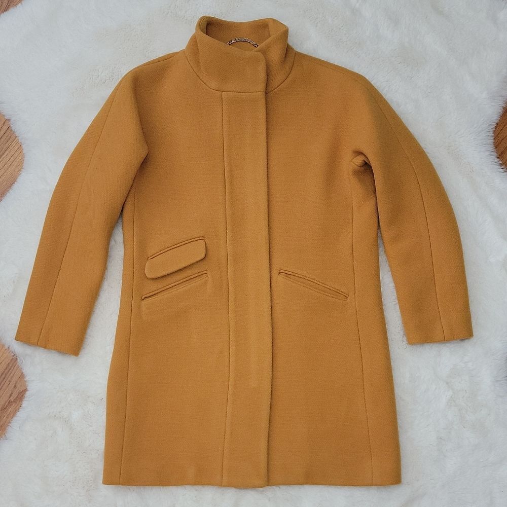 J Crew Mercantile Women Cocoon Coat Italian Stadium-Cloth Wool Golden Mustard 4P